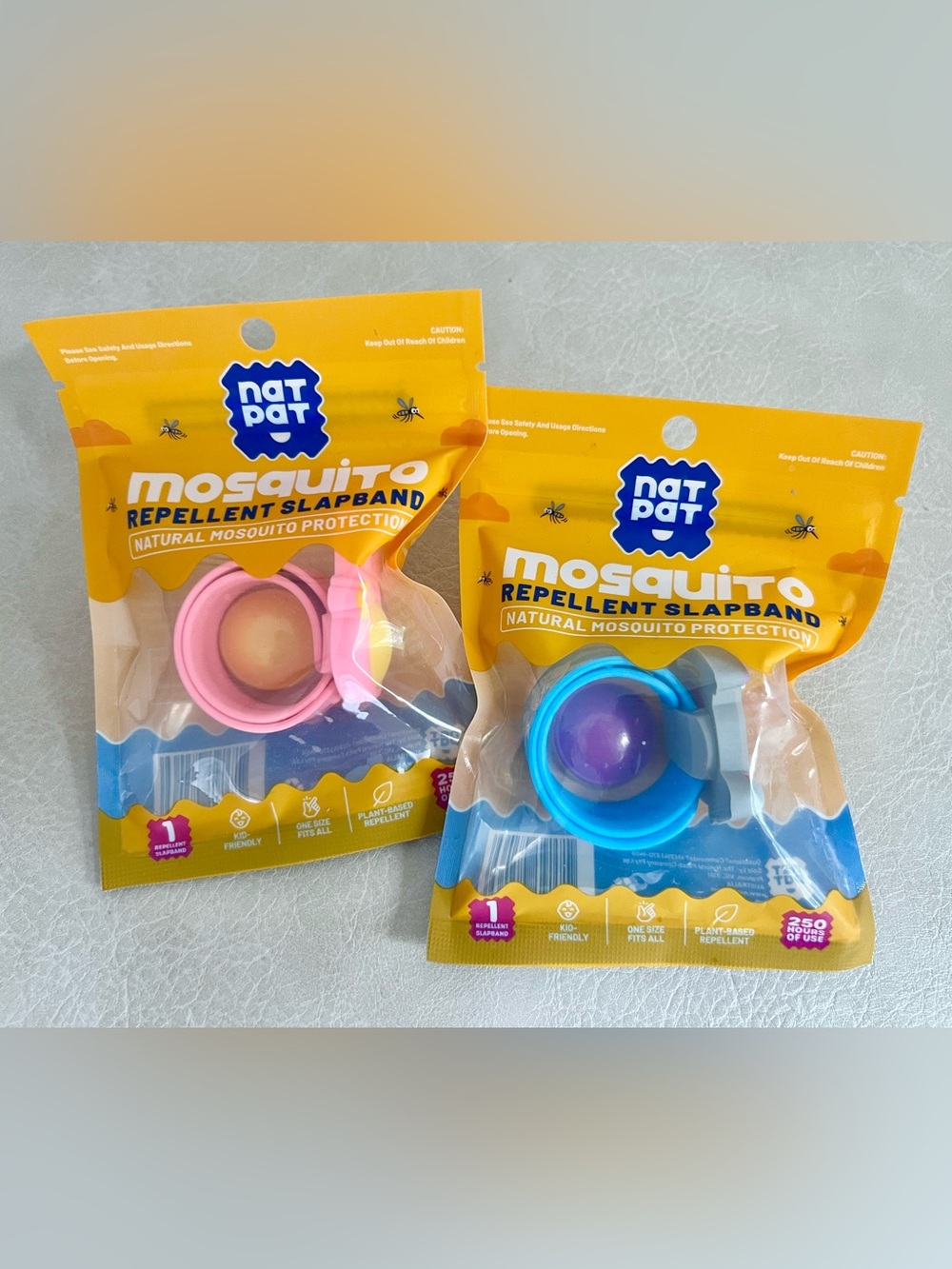NATPAT Mosquito Repellent Slapbands (Set of 2) - Pink & Blue - NIP